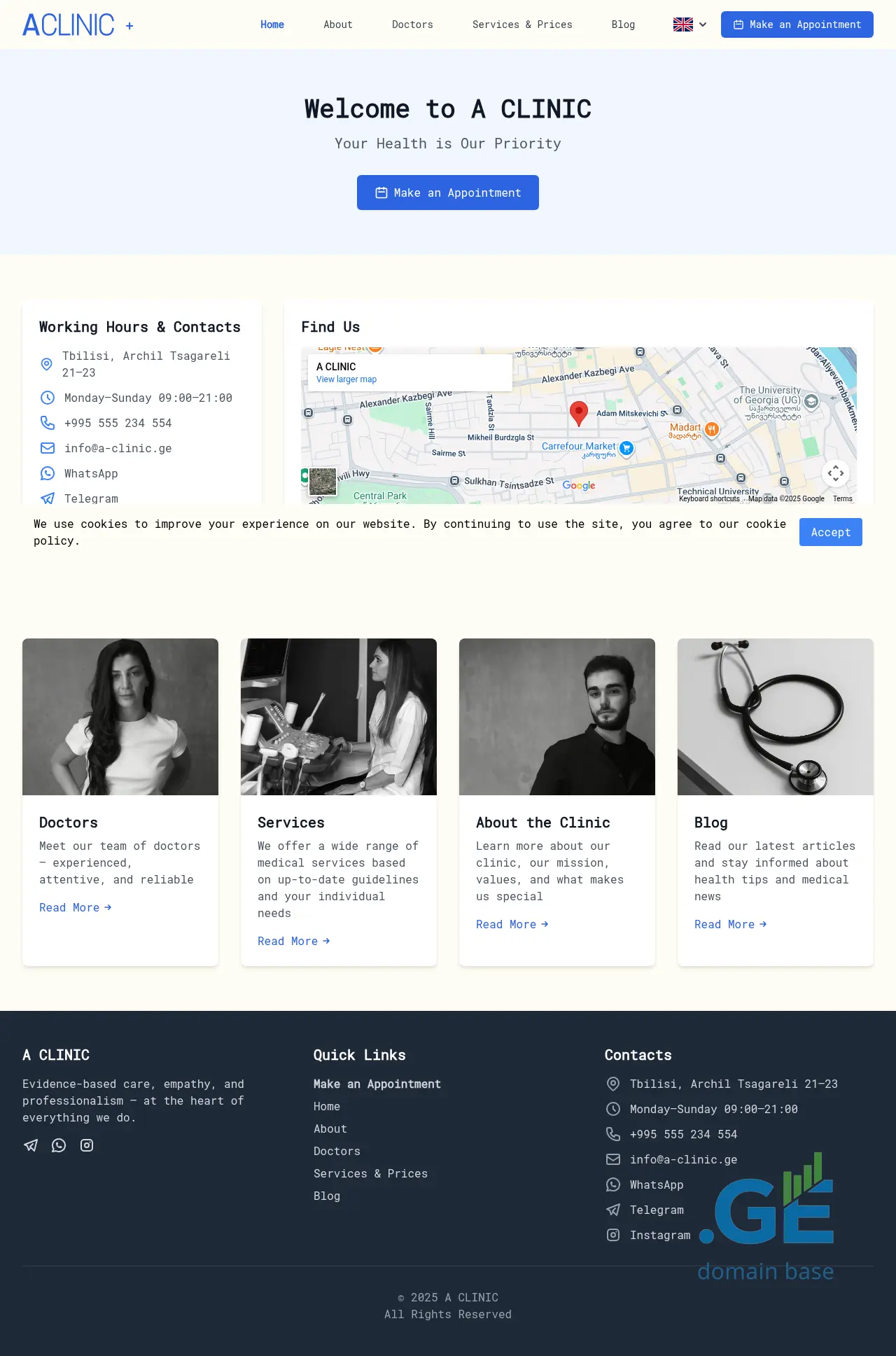 Screenshot of the site a-clinic.ge
