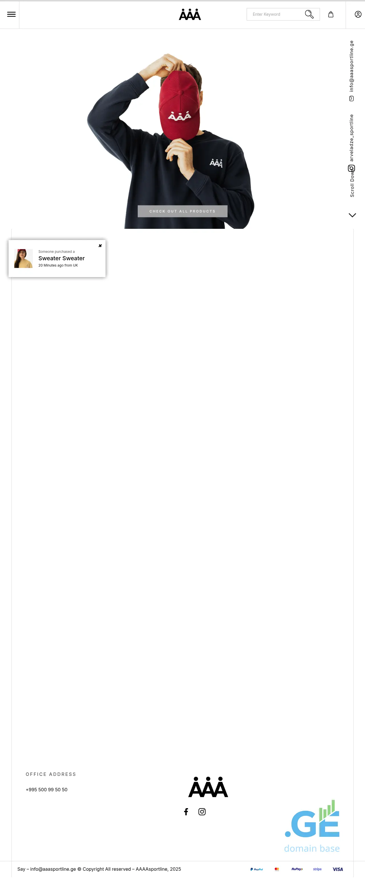 Screenshot of the site aaasportline.ge