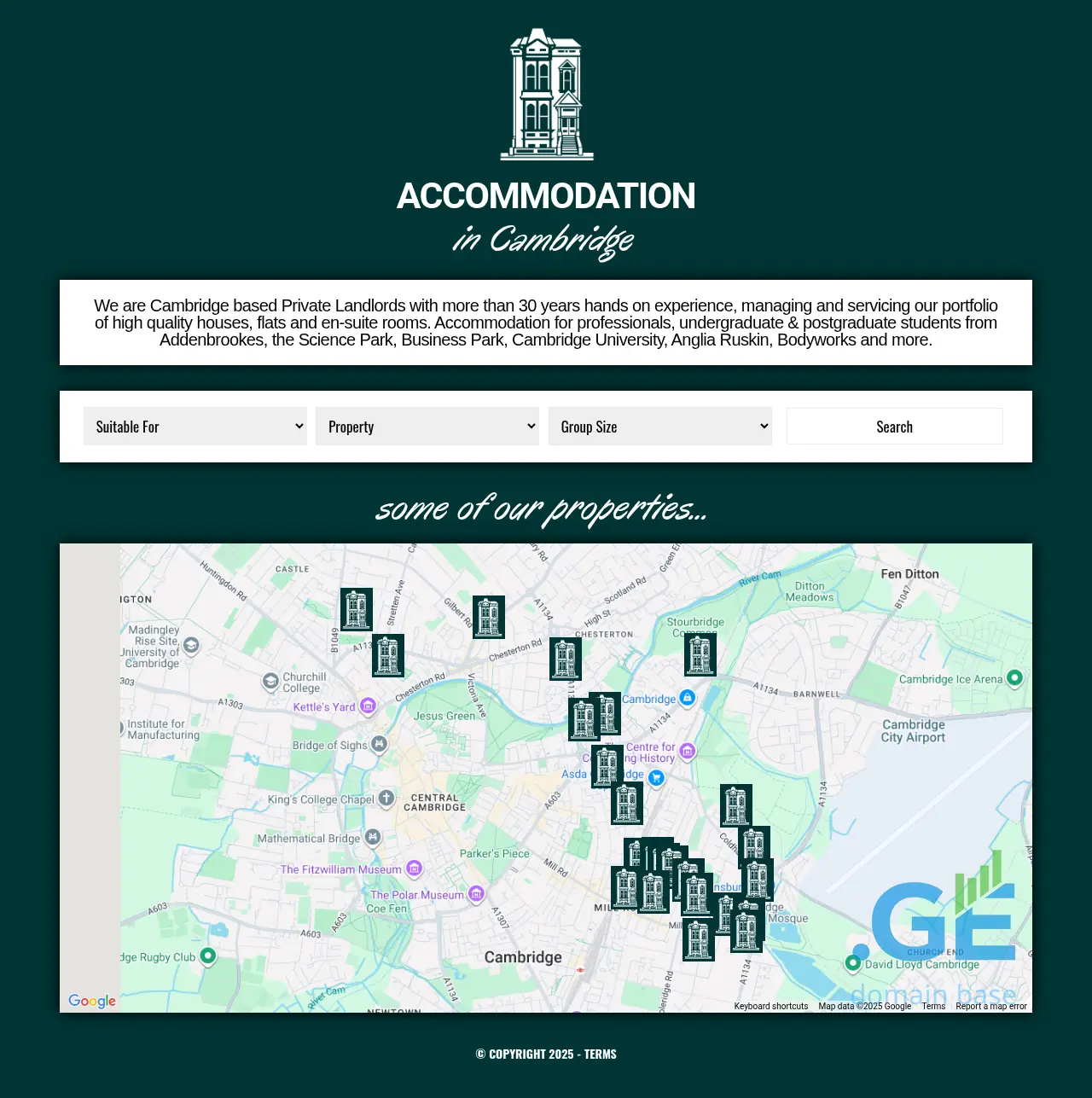 Screenshot of the site accommodationincambrid.ge