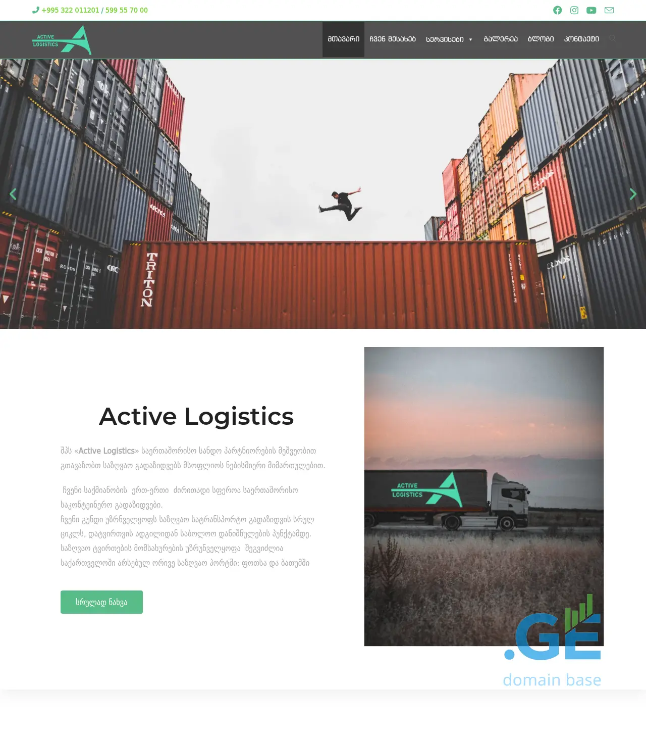Screenshot of the site activelogistics.ge
