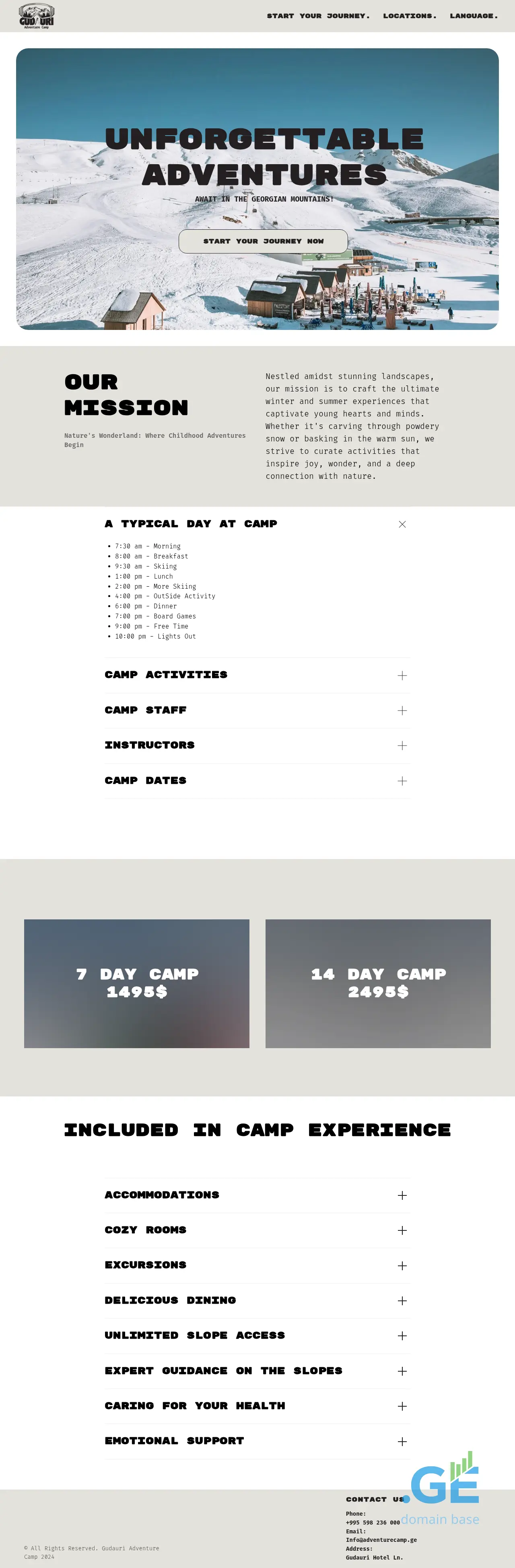 Screenshot of the site adventurecamp.ge