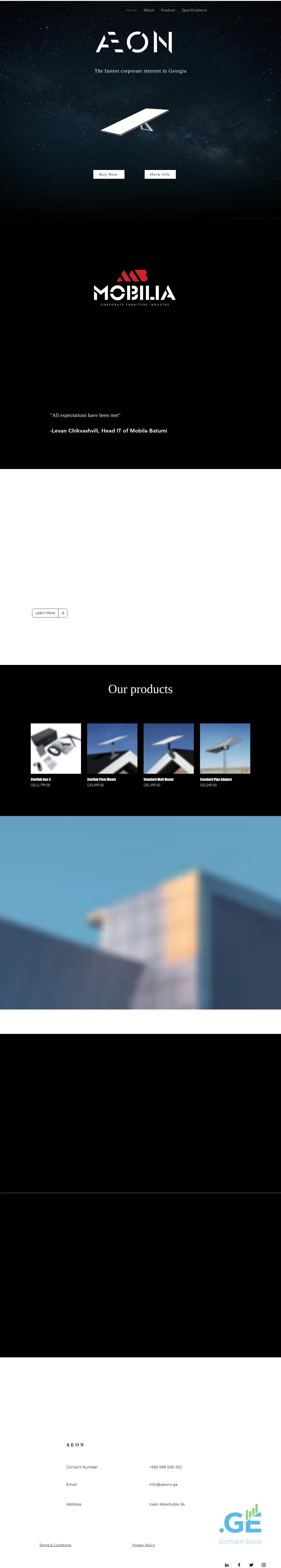 Screenshot of the site aeonx.ge
