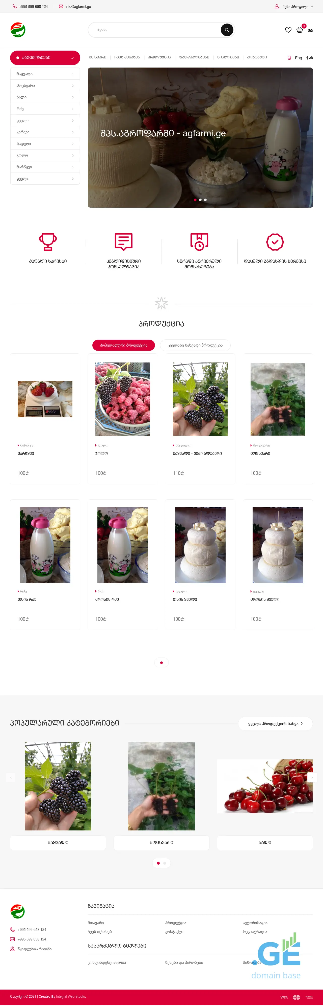 Screenshot of the site agfarmi.ge