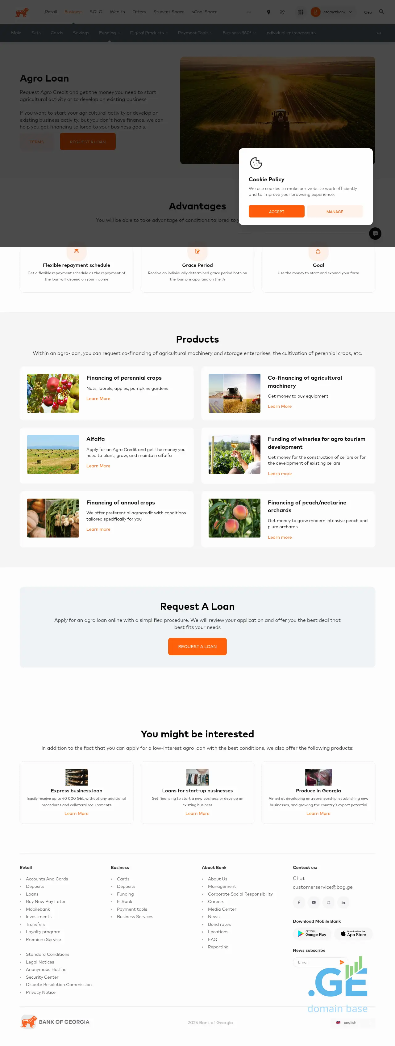 Screenshot of the site agrobank.ge