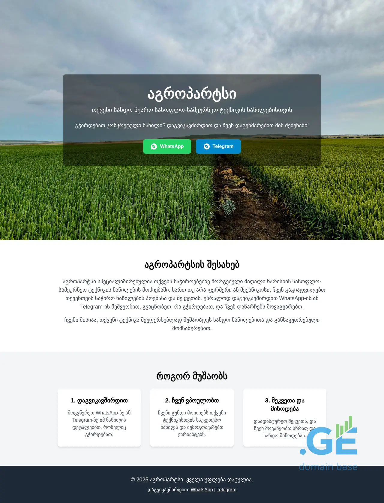 Screenshot of the site agroparts.ge