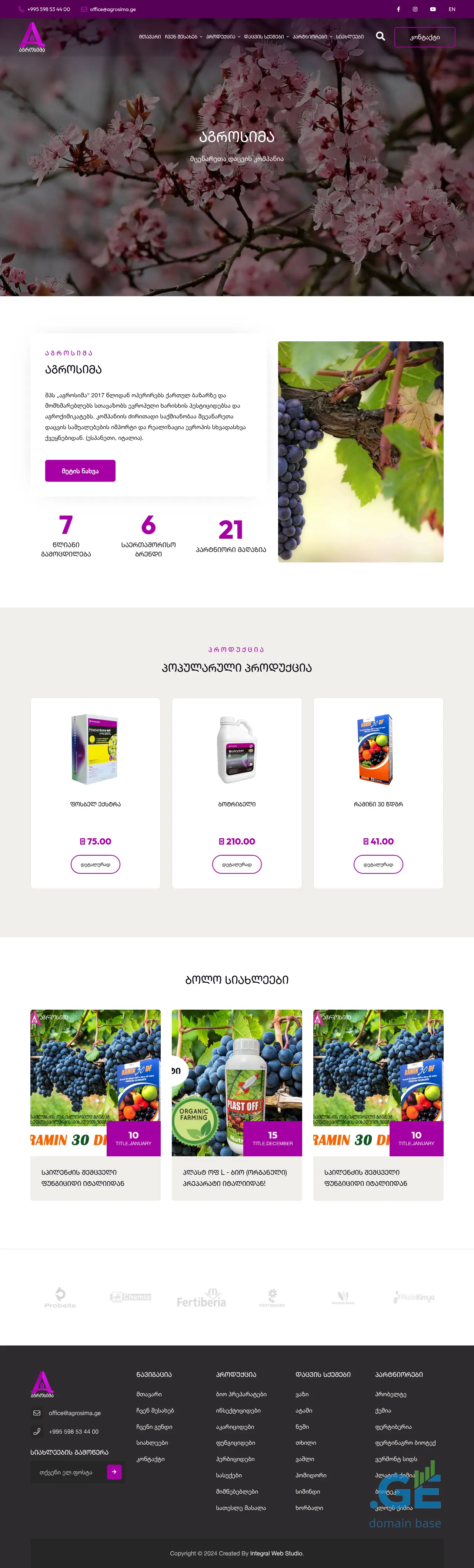 Screenshot of the site agrosima.ge