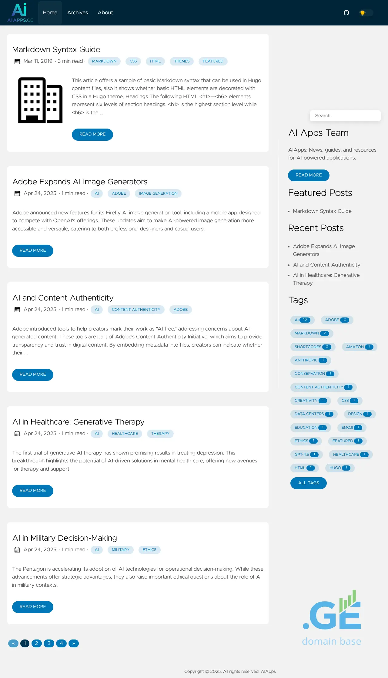 Screenshot of the site aiapps.ge