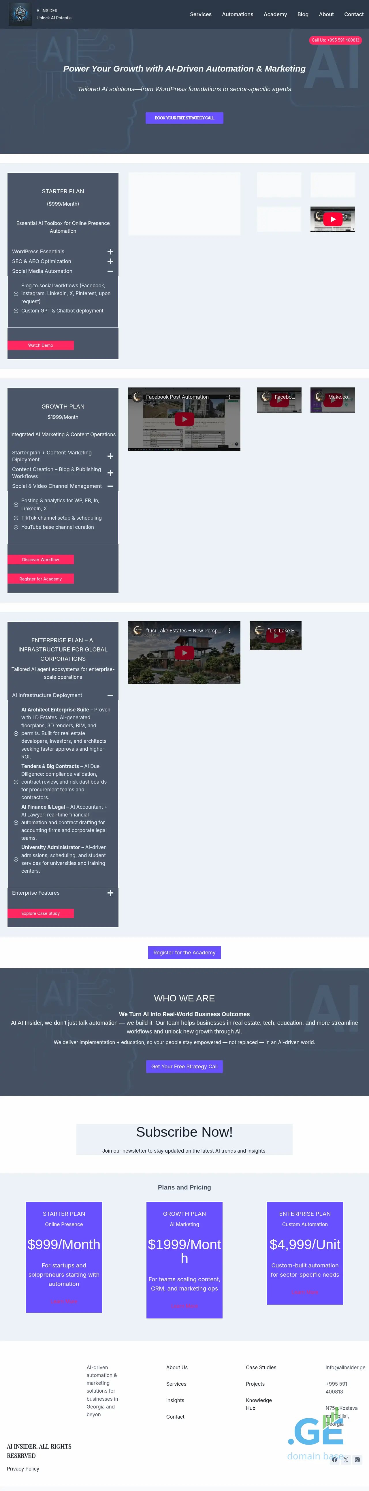 Screenshot of the site aiinsider.ge