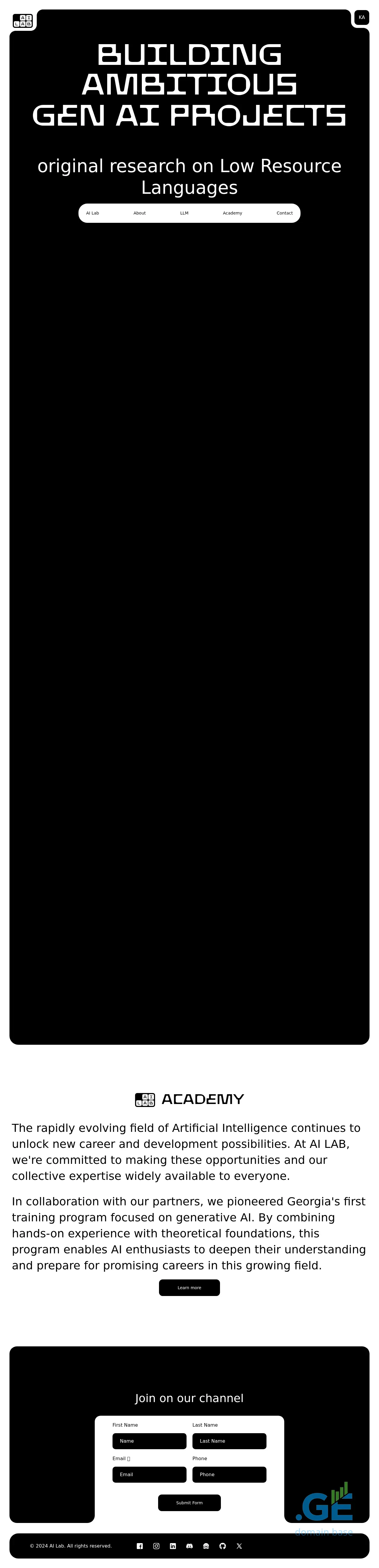 Screenshot of the site ailab.ge