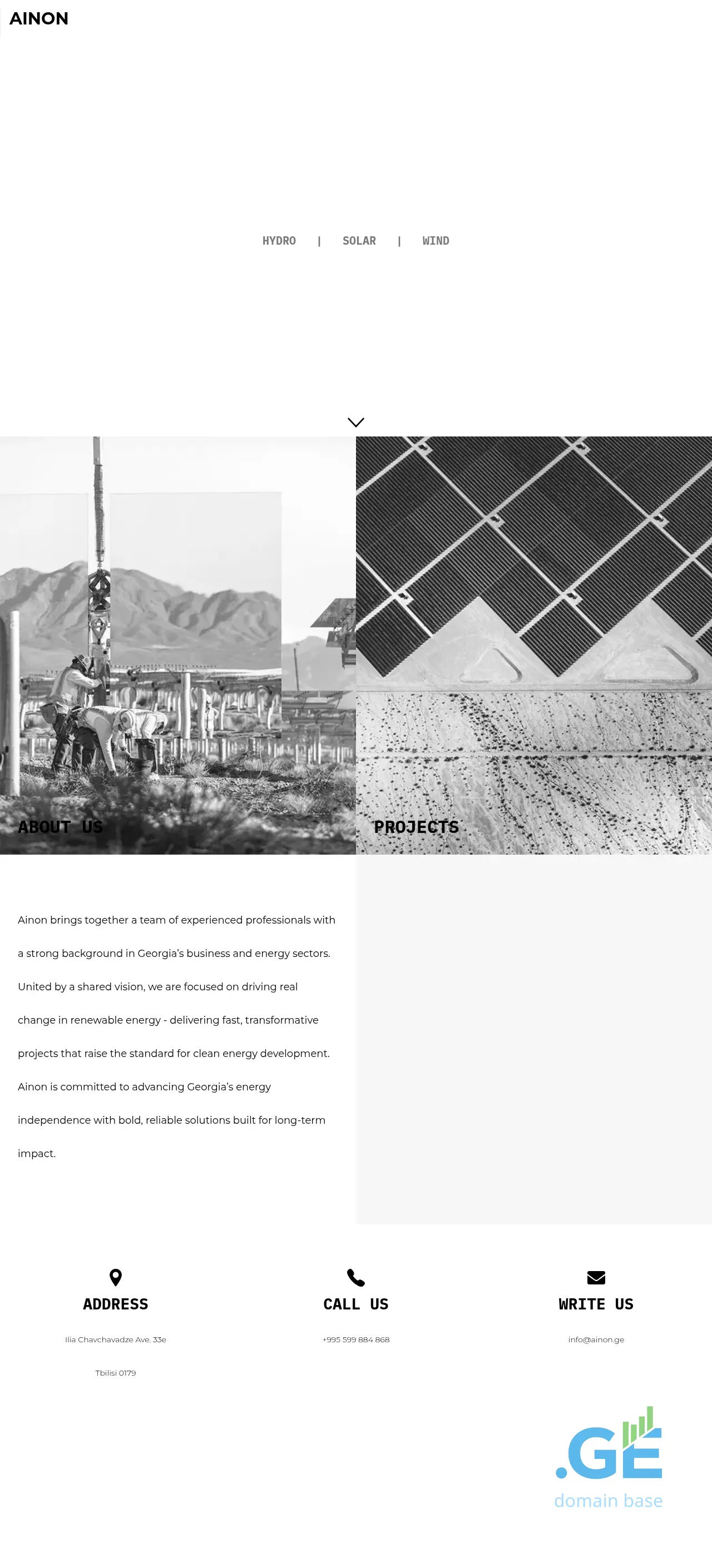 Screenshot of the site ainon.ge