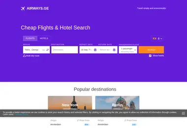 Screenshot of airways.ge