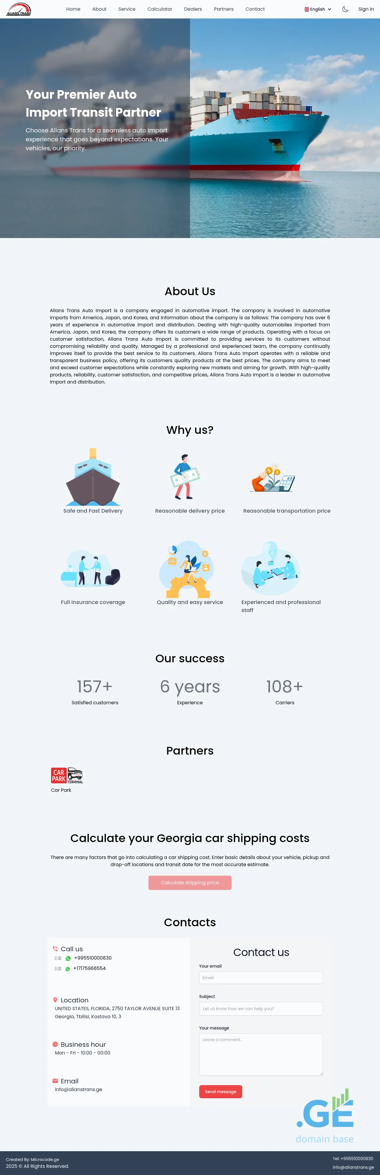 Screenshot of the site alianstrans.ge