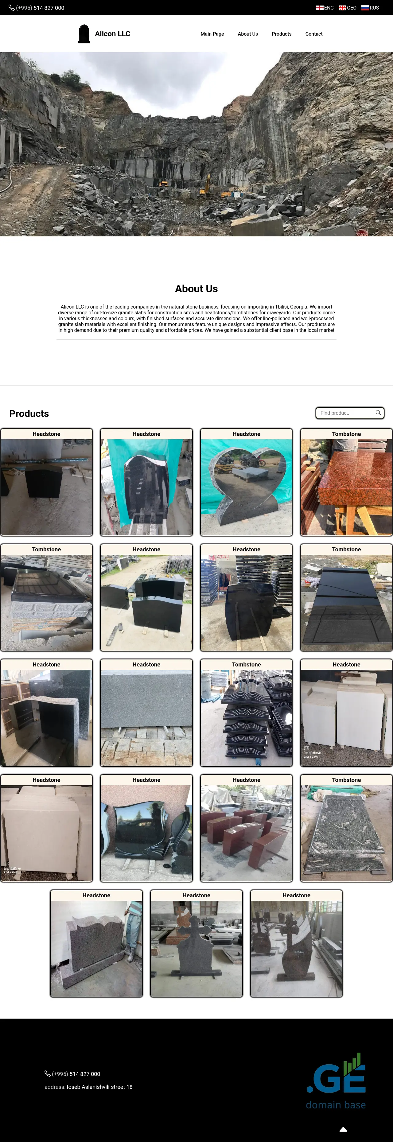 Screenshot of the site alicon.ge
