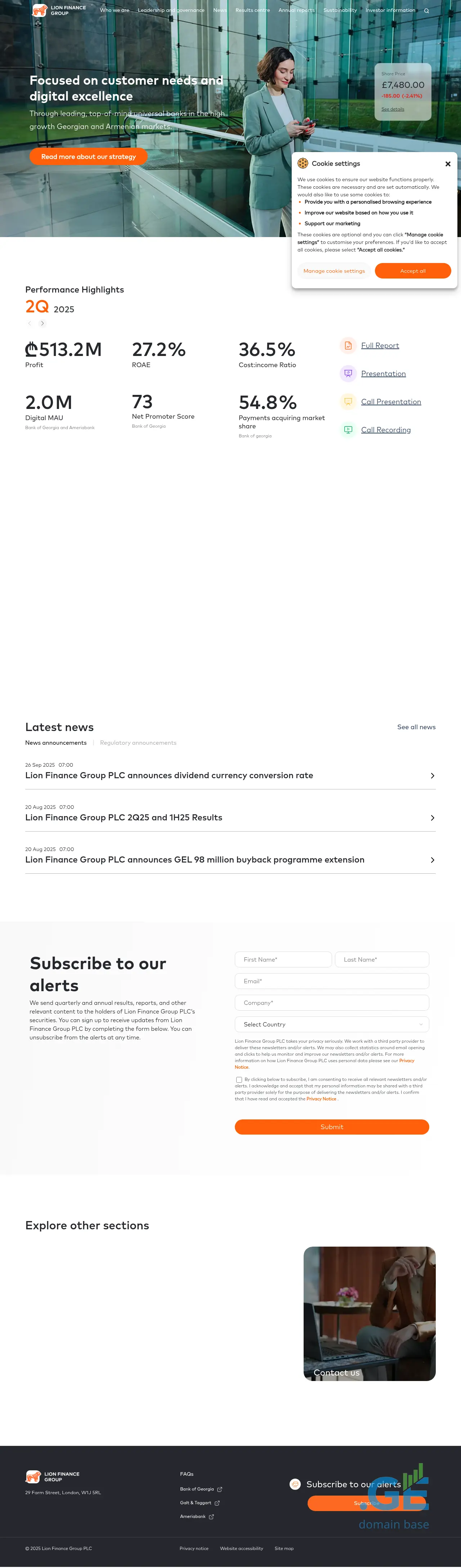 Screenshot of the site alioni-group.ge