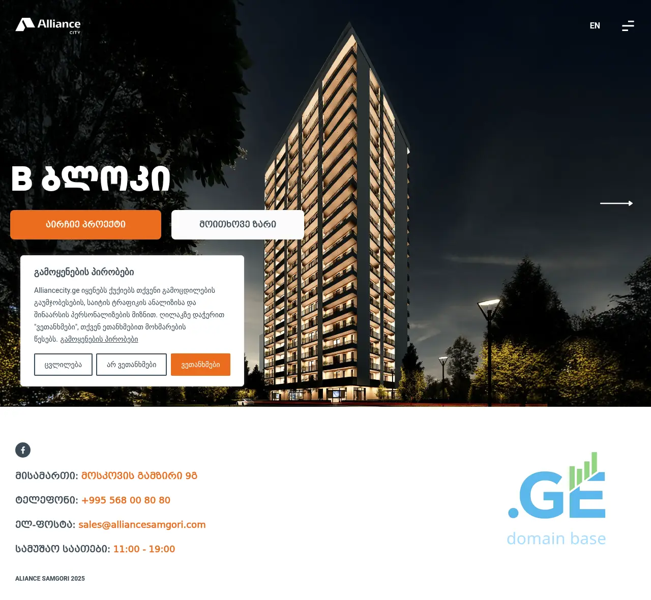 Screenshot of the site alliancecity.ge