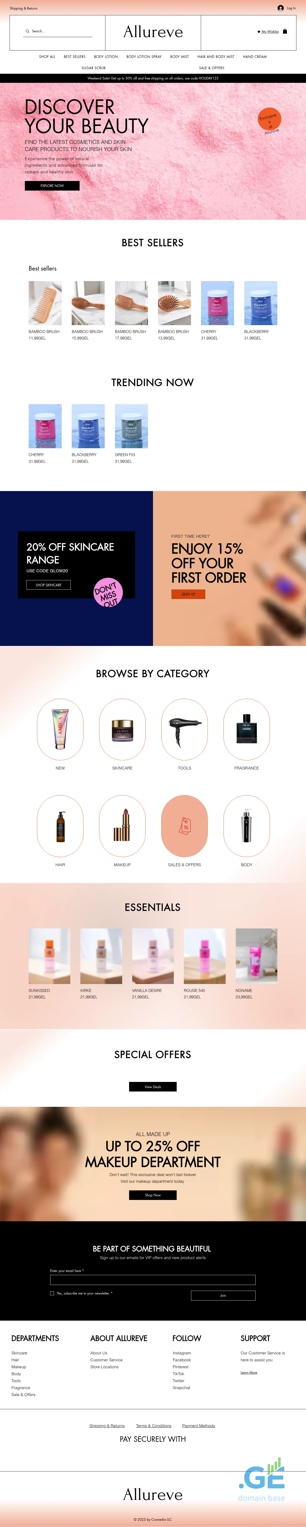 Screenshot of the site allureve.ge