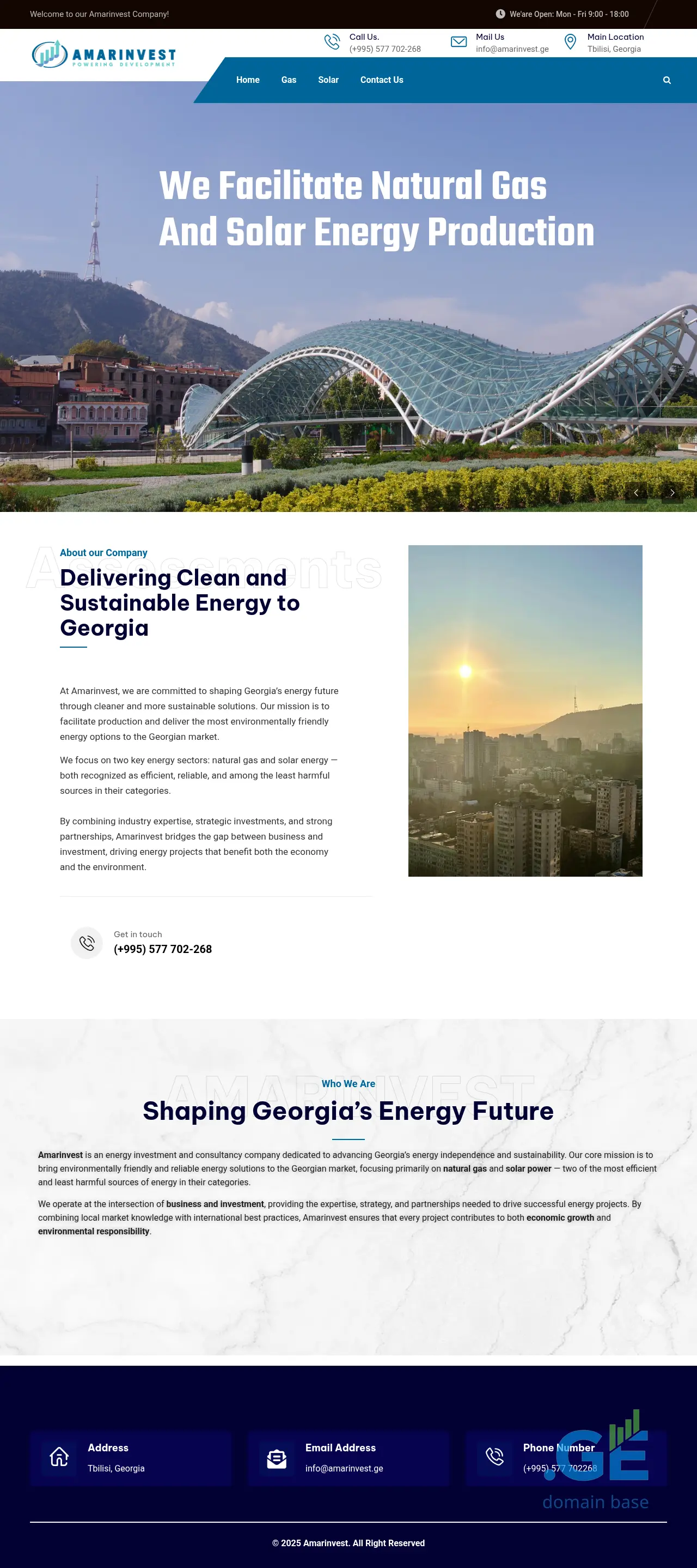Screenshot of the site amarinvest.ge