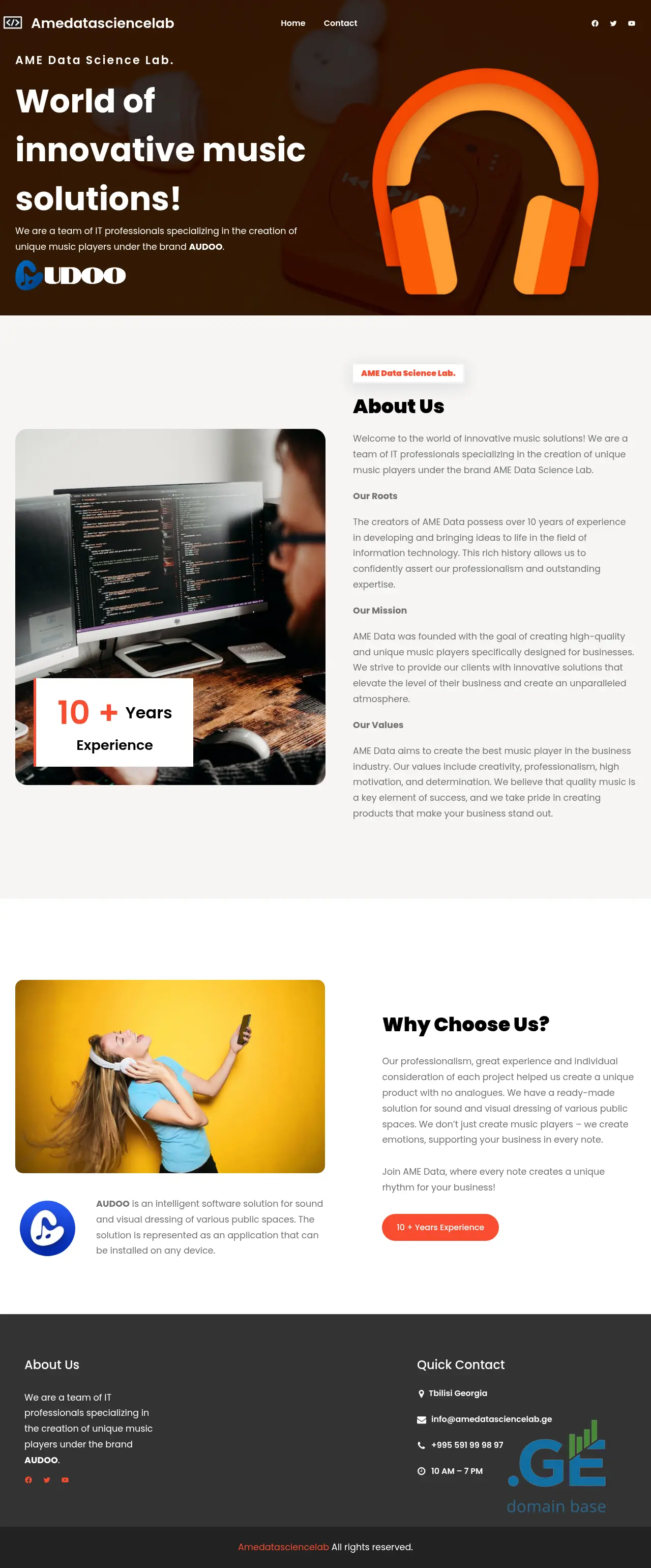 Screenshot of the site amedatasciencelab.ge