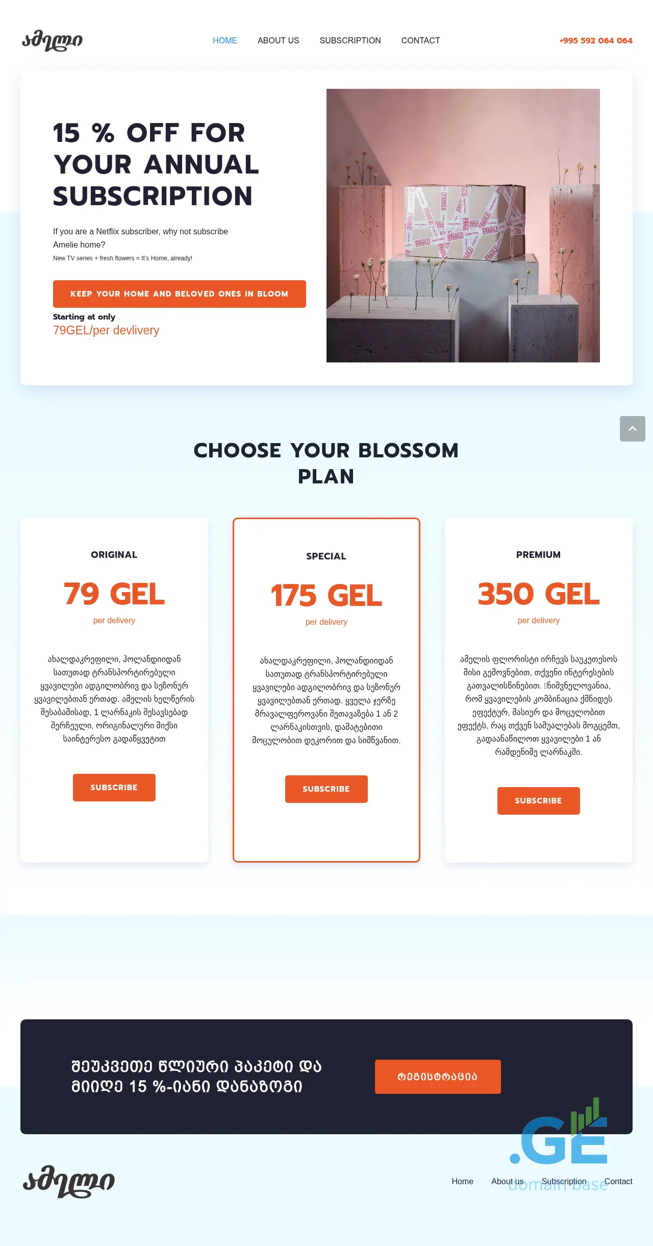 Screenshot of the site ameliehome.ge