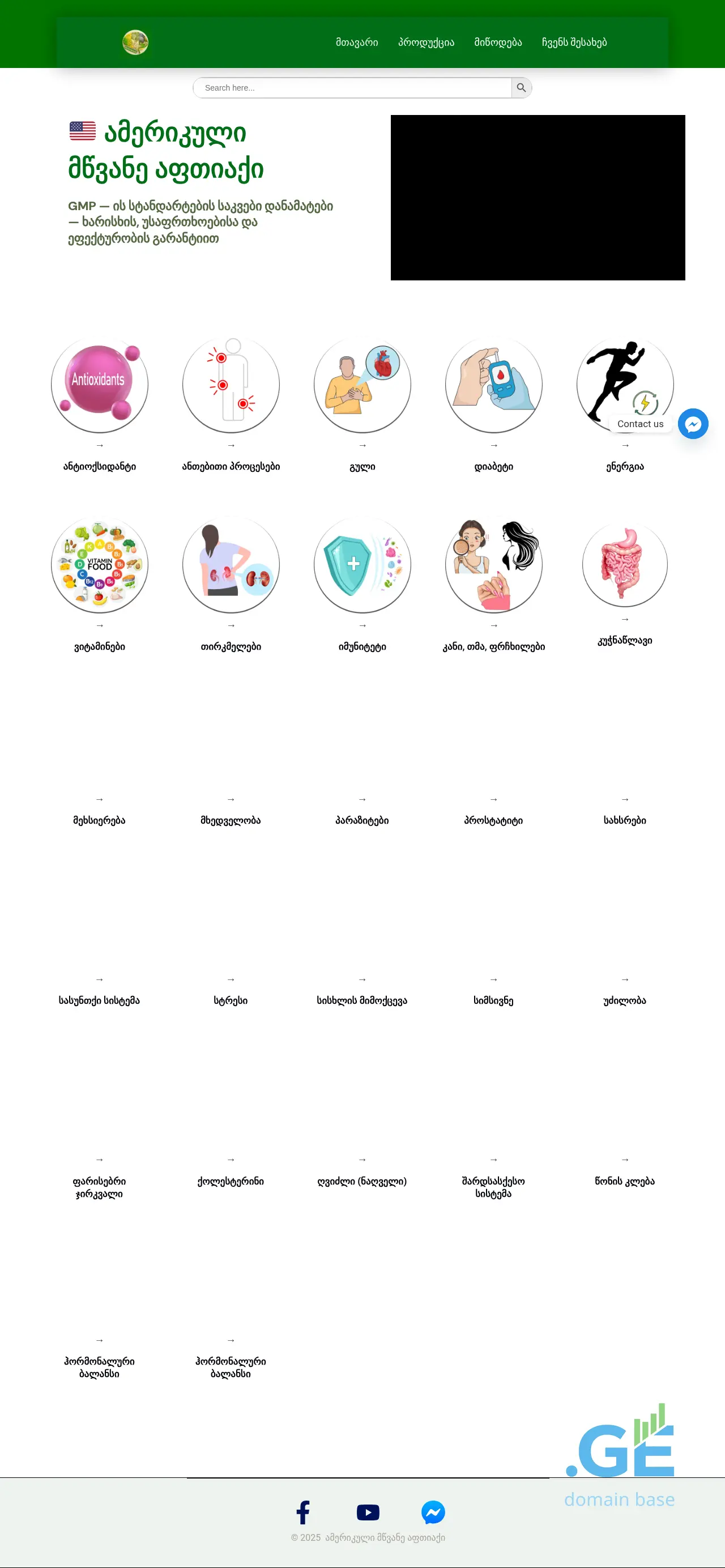 Screenshot of the site americangreenpharmacy.ge