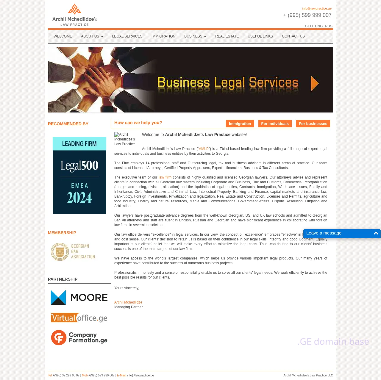 Screenshot of the site amlp.ge