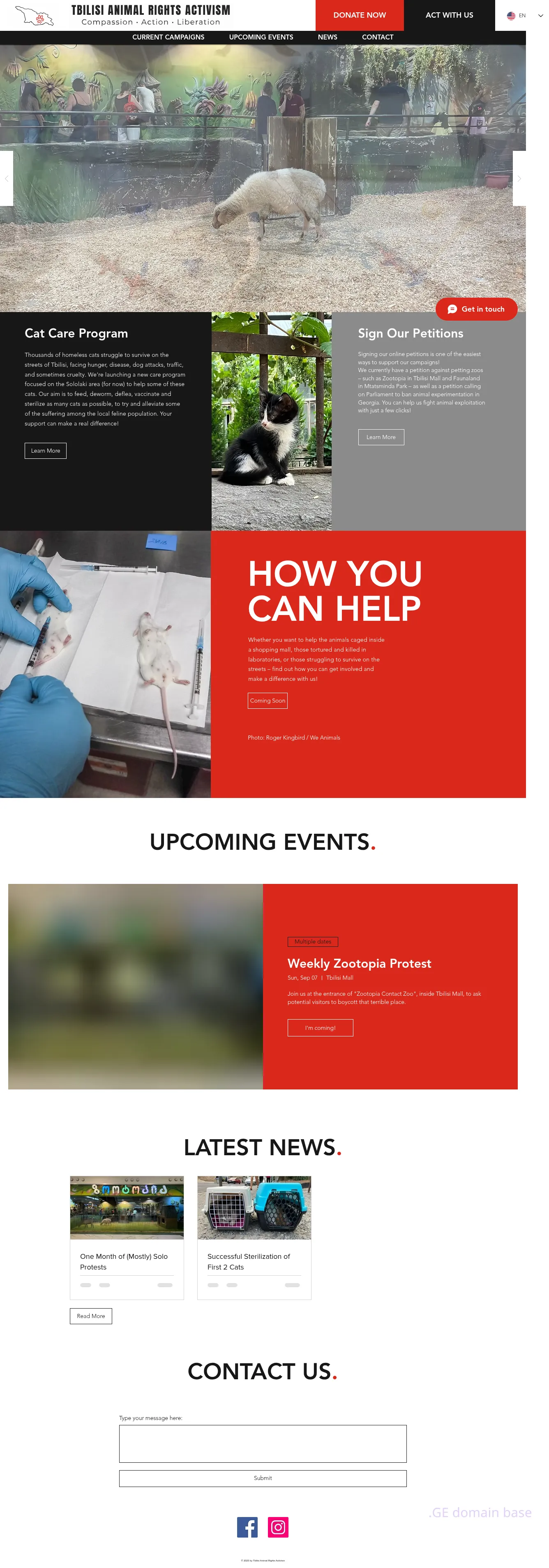 Screenshot of the site animalrights.ge