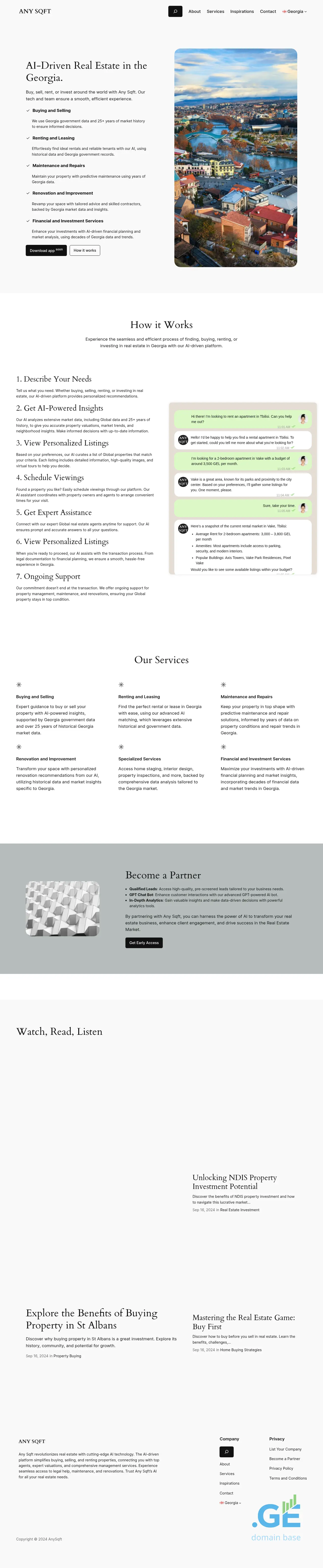 Screenshot of the site anysqft.ge