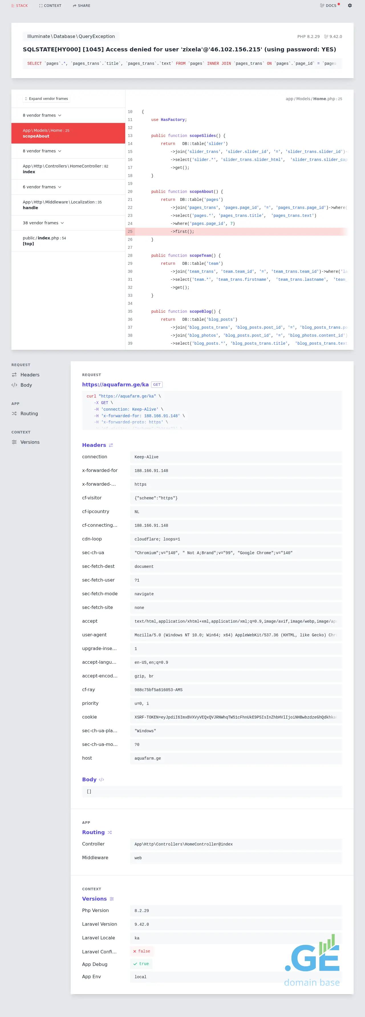 Screenshot of the site aquafarm.ge