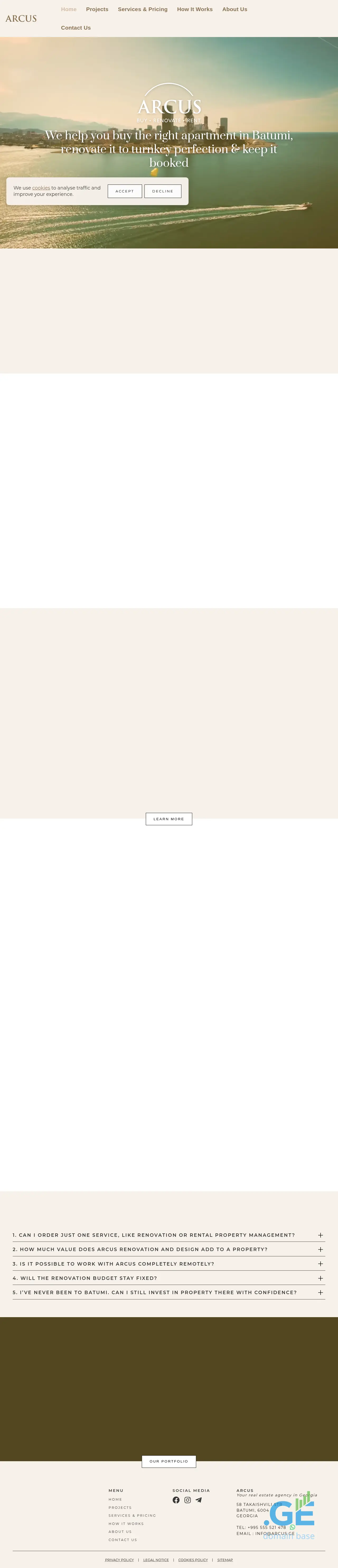 Screenshot of the site arcus.ge