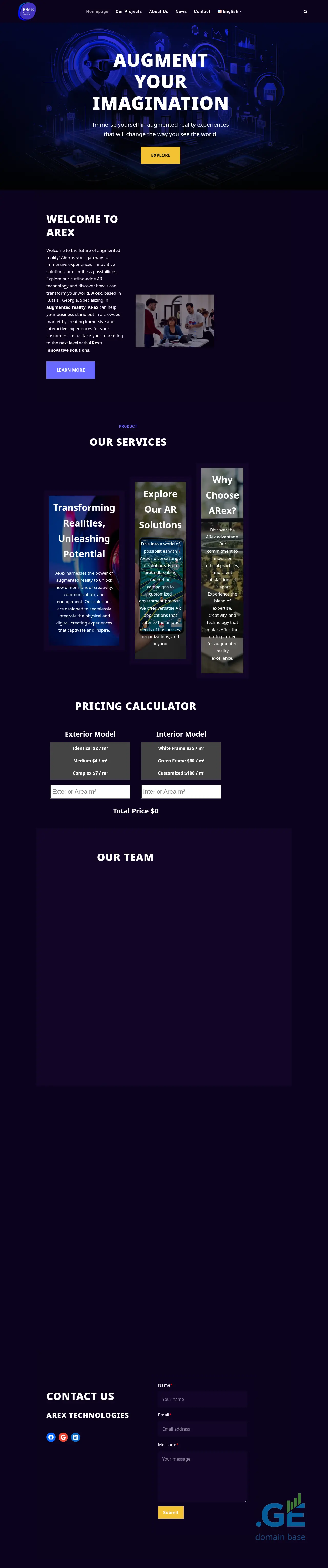Screenshot of the site arextech.ge