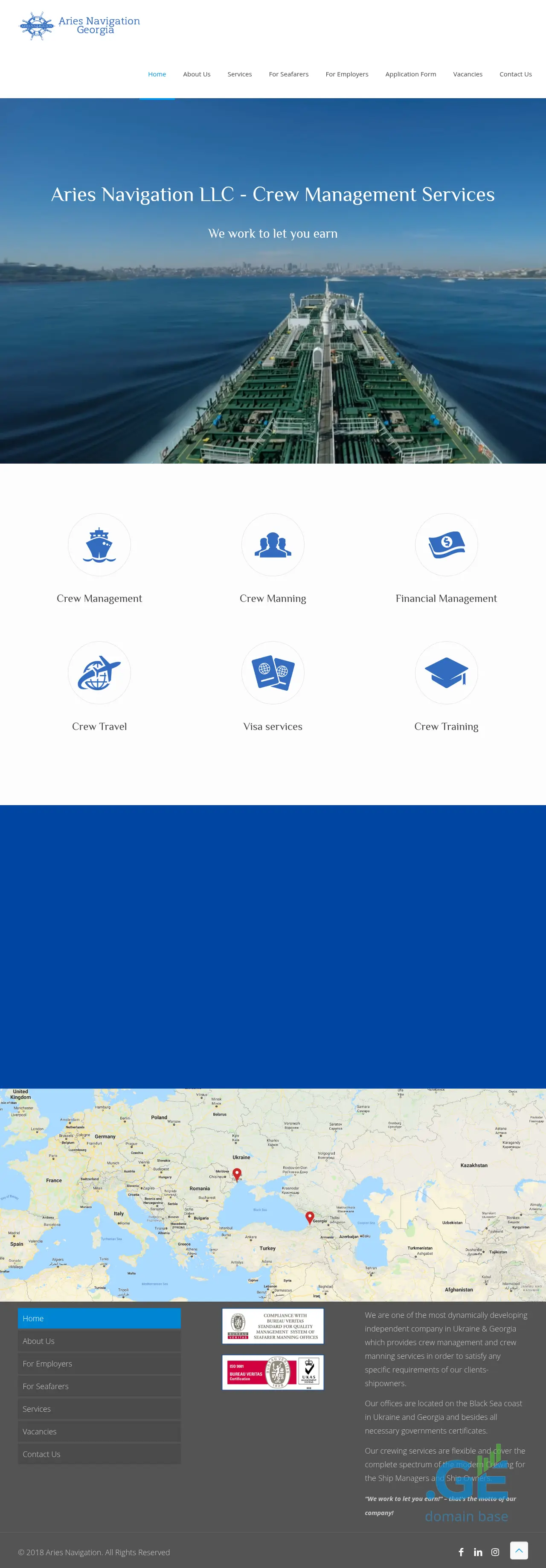 Screenshot of the site ariesnav.ge