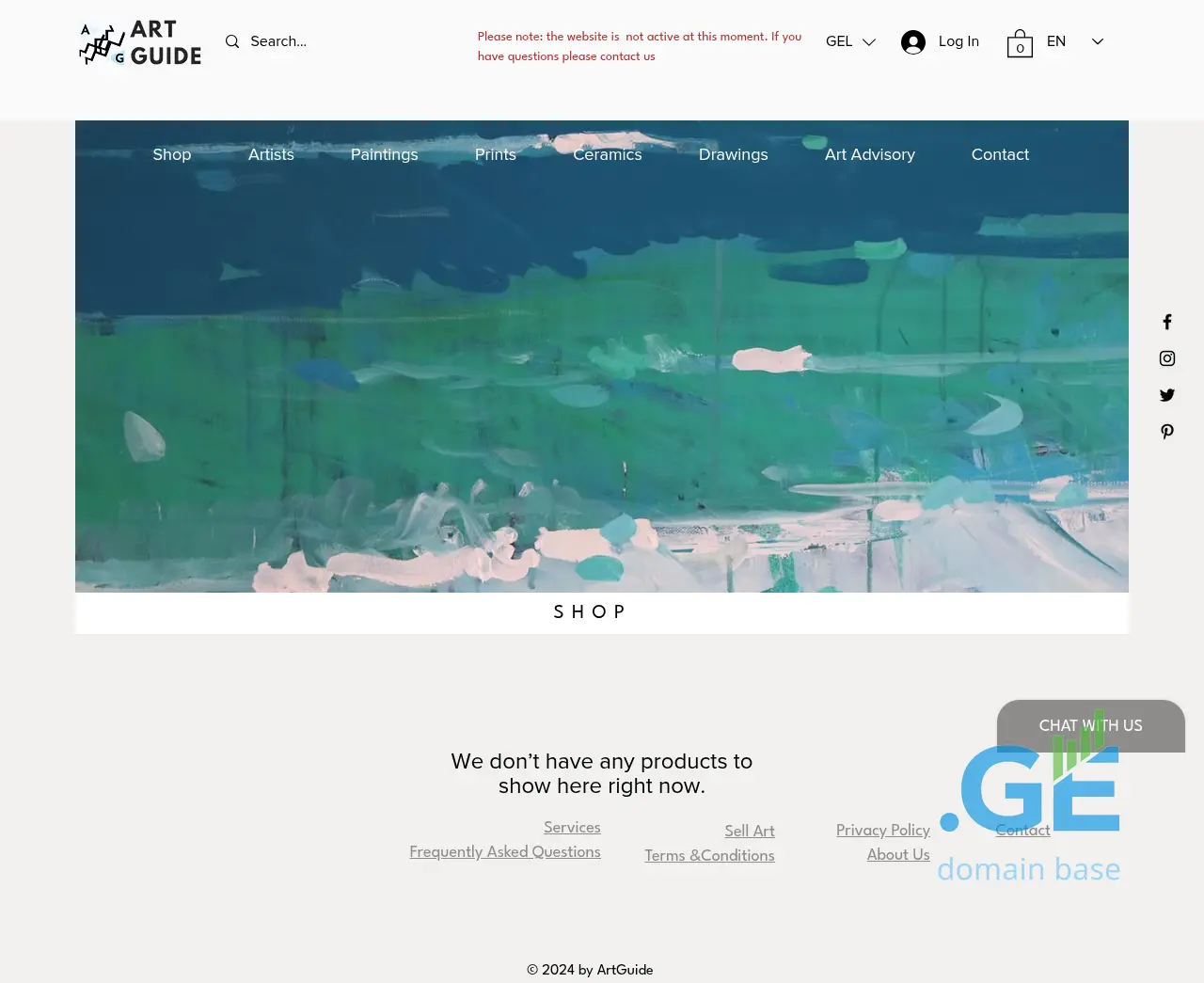 Screenshot of the site artguide.ge
