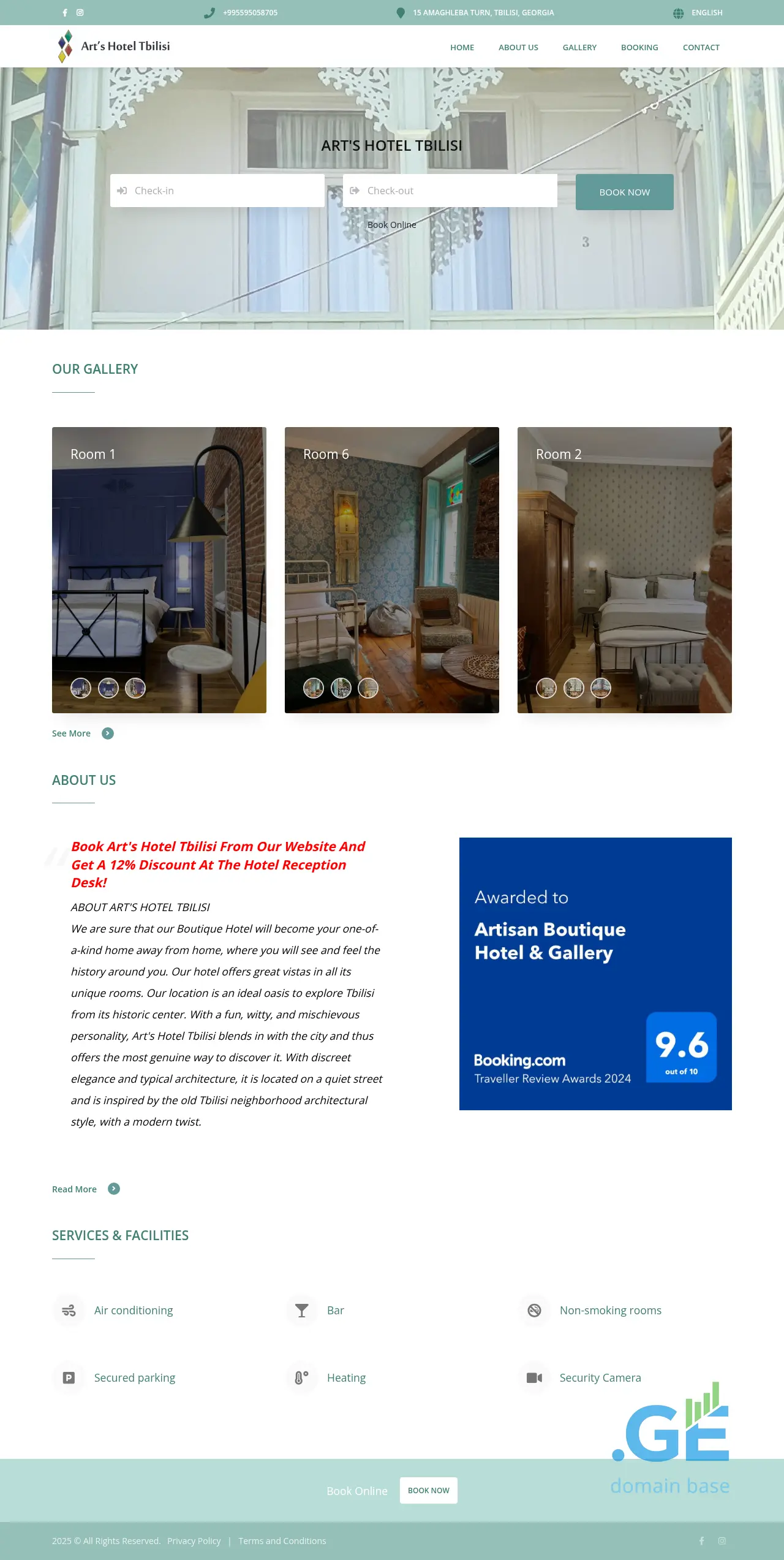 Screenshot of the site artshotels.ge