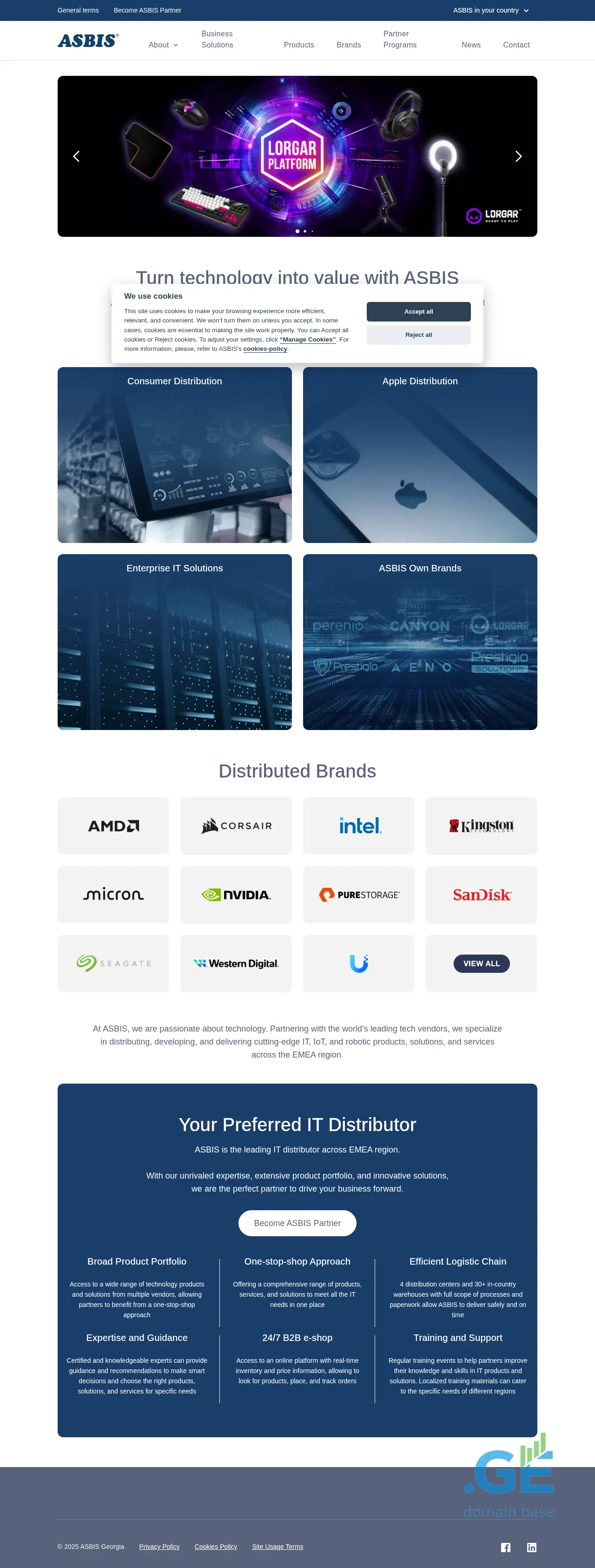 Screenshot of the site asbis.ge