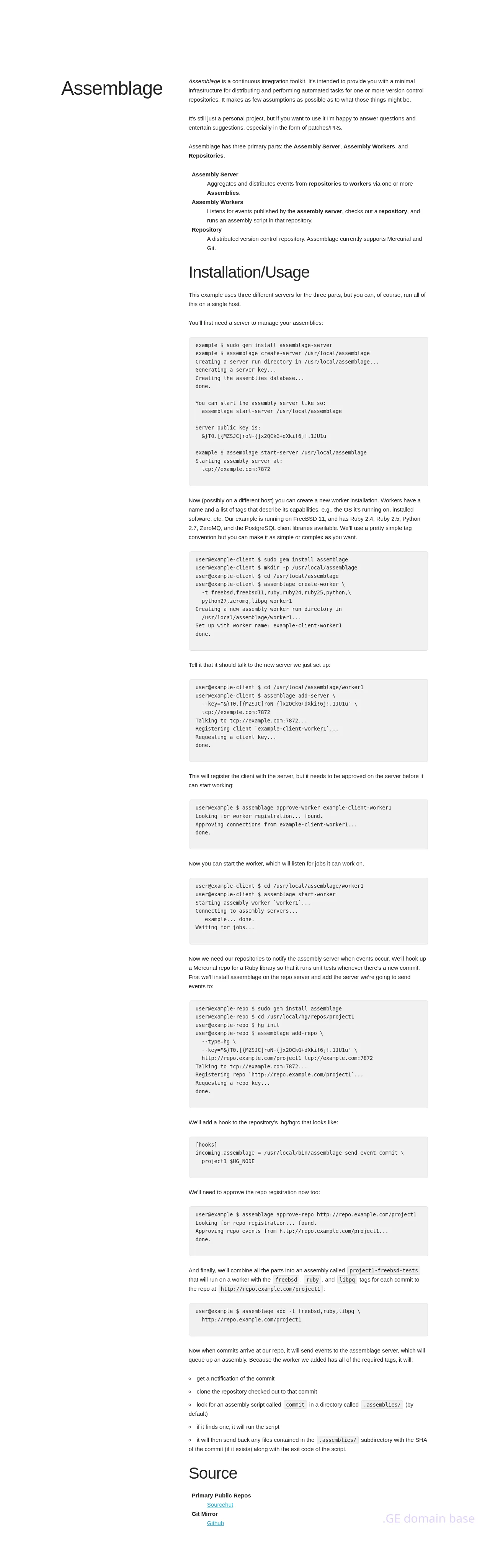 Screenshot of the site assembla.ge