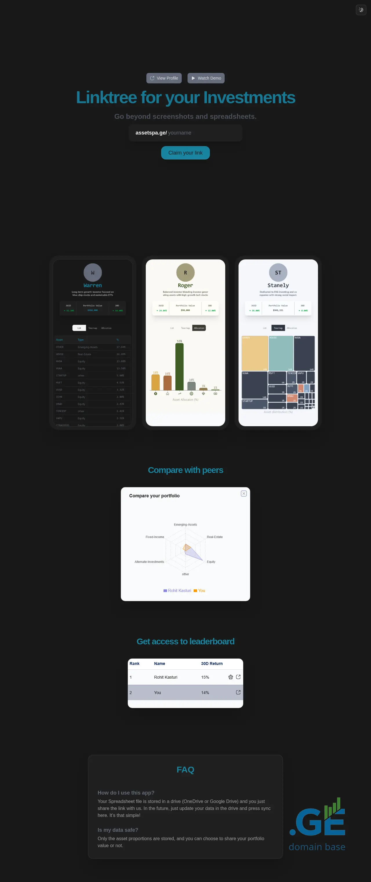 Screenshot of the site assetspa.ge