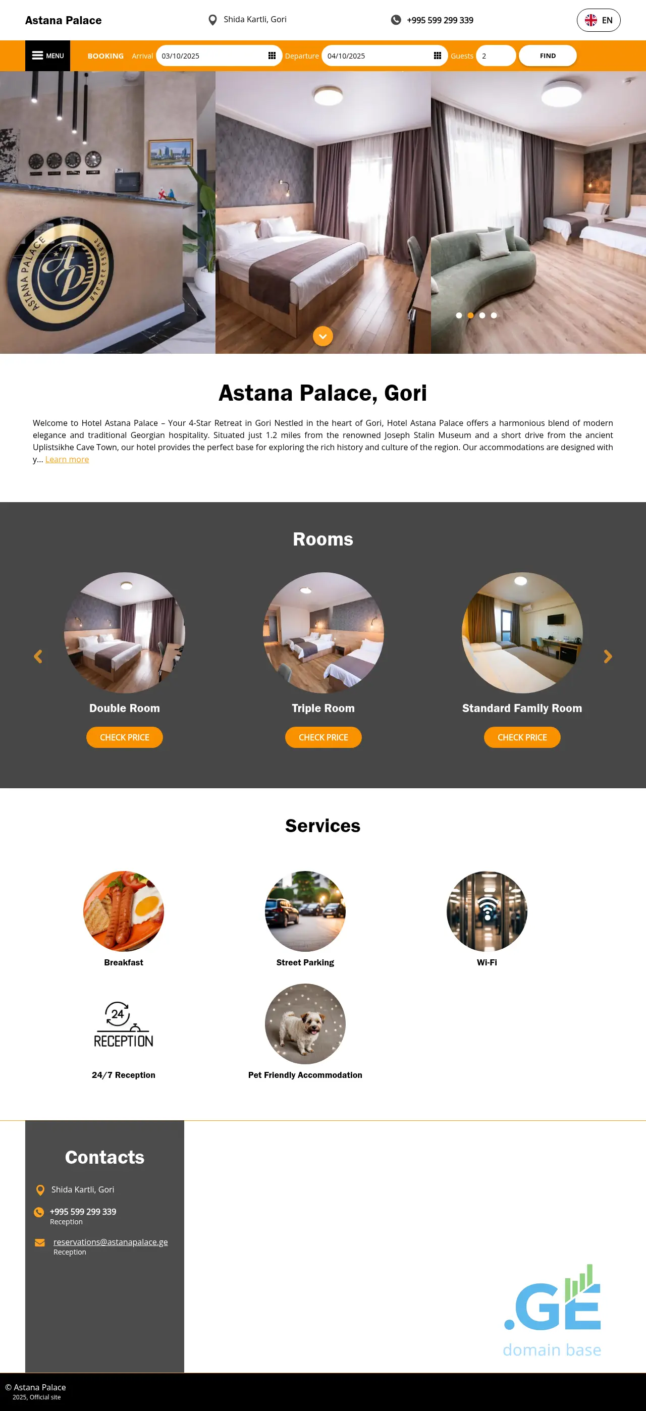 Screenshot of the site astanapalace.ge