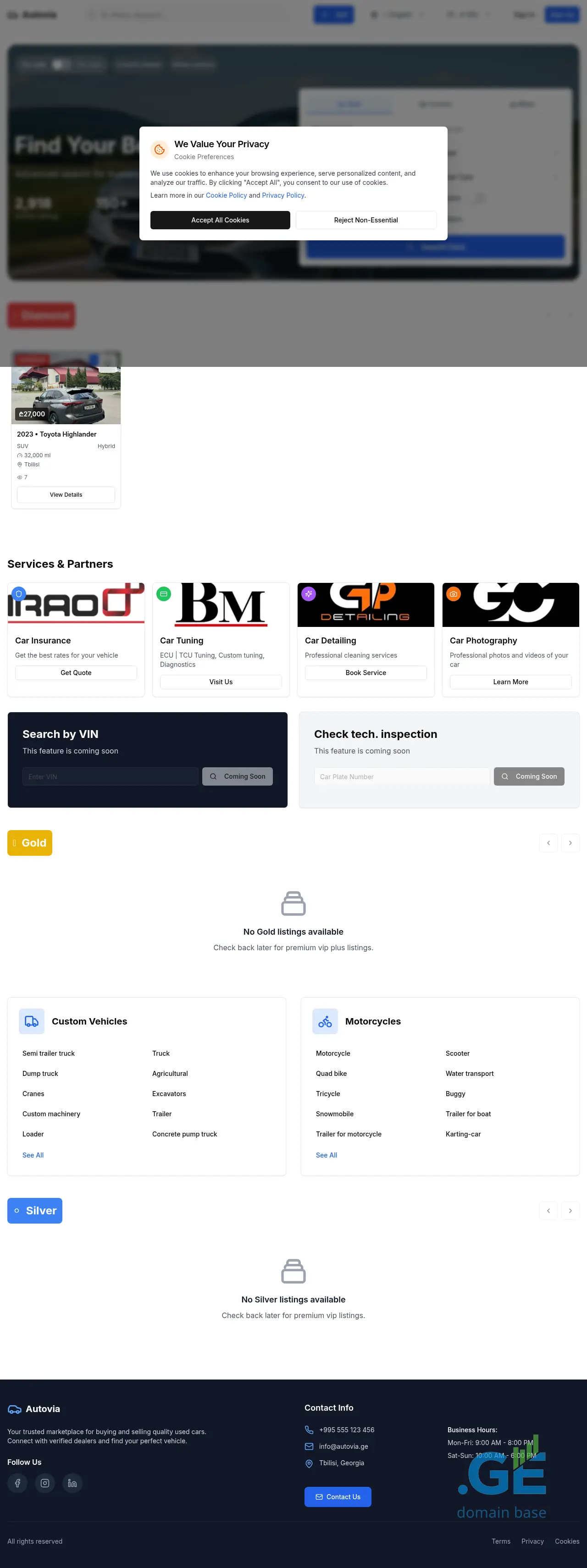 Screenshot of the site autovia.ge