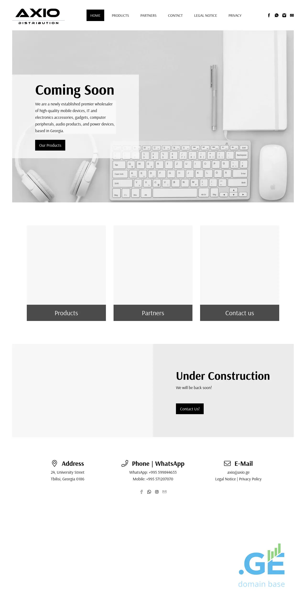 Screenshot of the site axio.ge