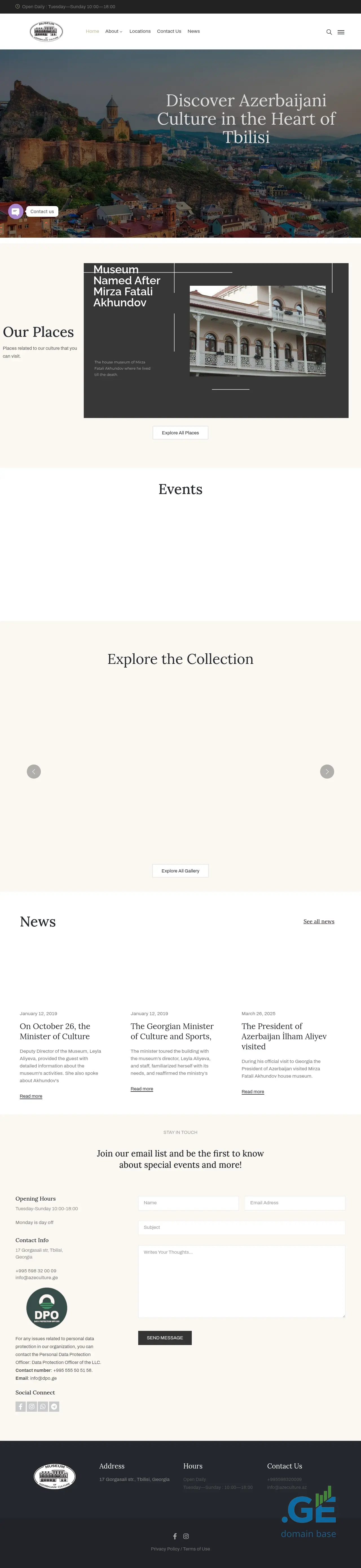 Screenshot of the site azeculture.ge