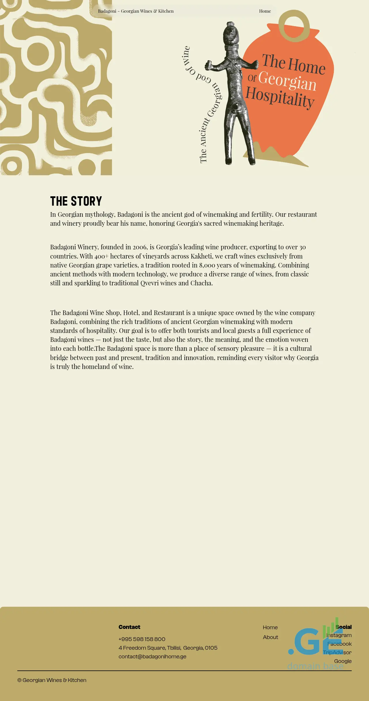 Screenshot of the site badagoniwineskitchen.ge