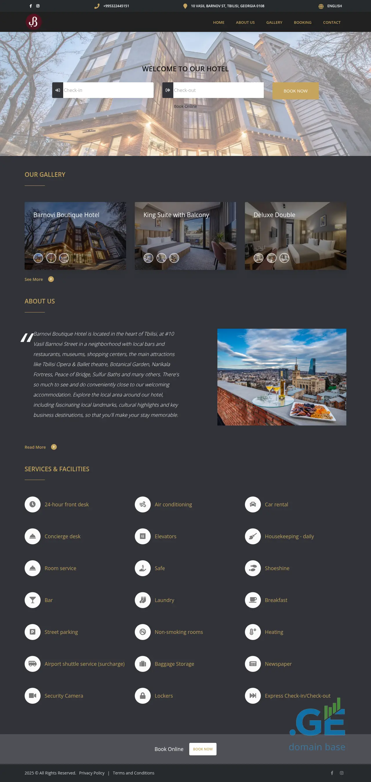 Screenshot of the site barnovihotel.ge
