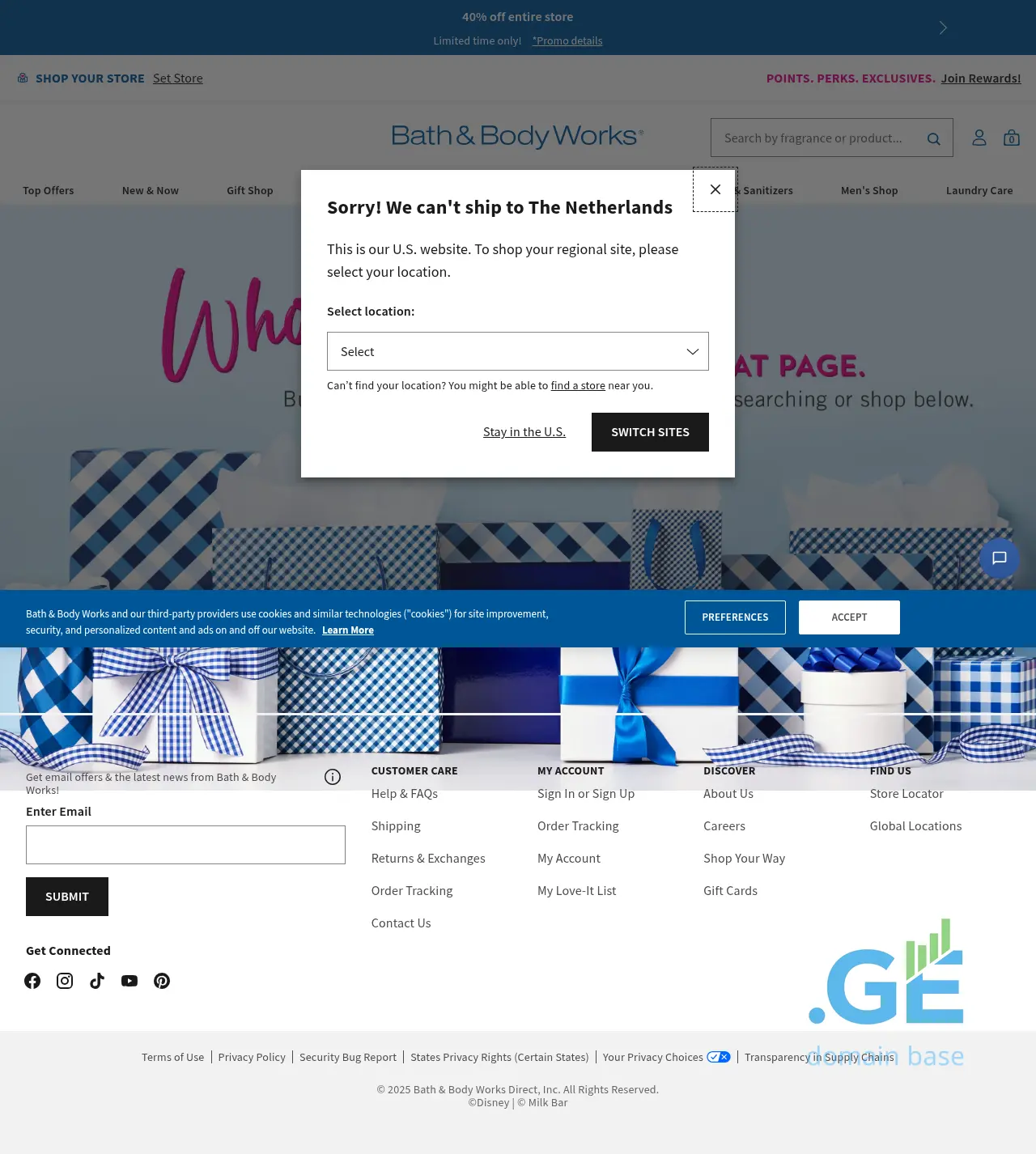 Screenshot of the site bathandbodyworks.ge
