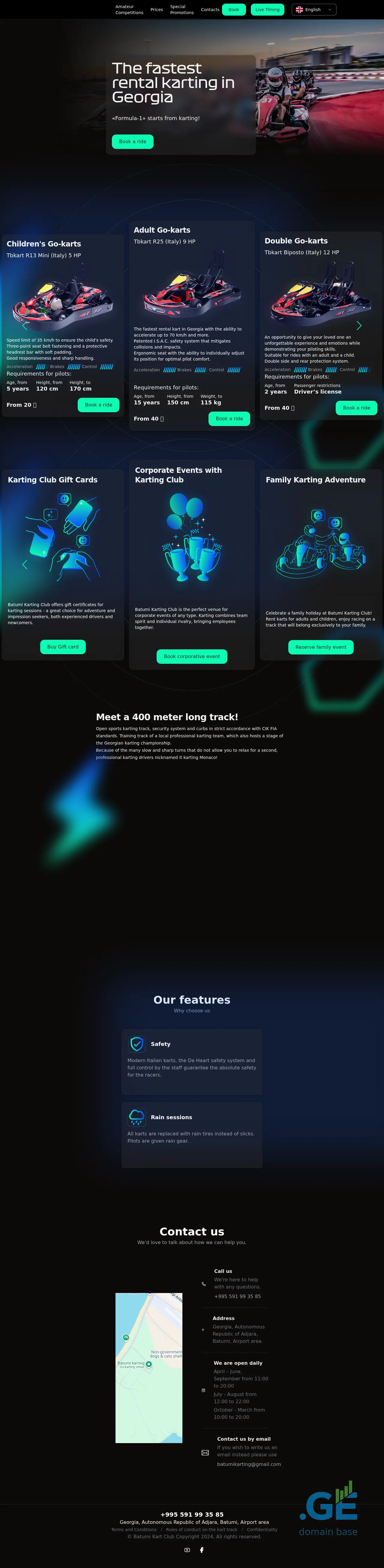 Screenshot of the site batumikarting.ge