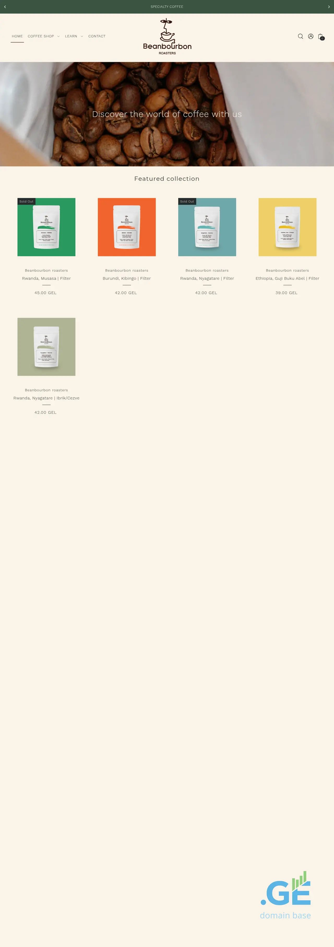 Screenshot of the site beanbourbonroasters.ge