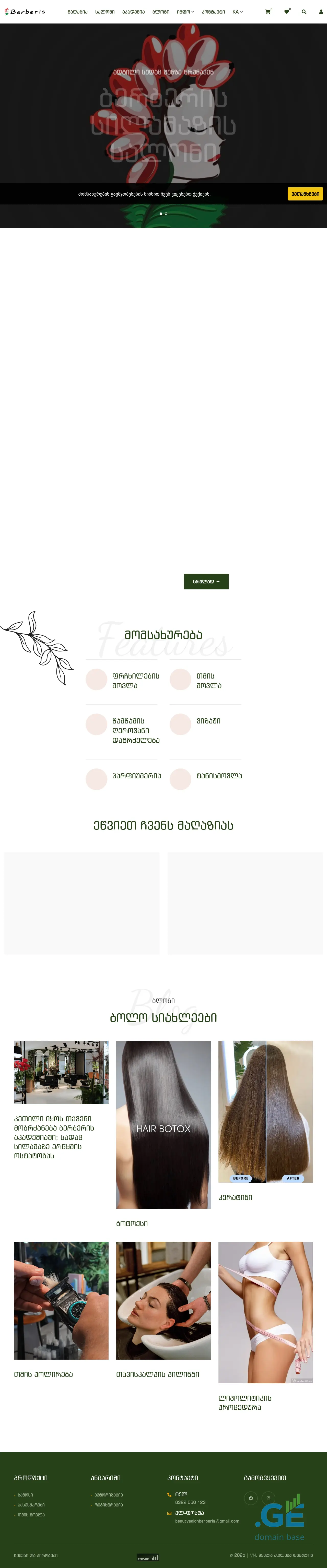 Screenshot of the site berberis.ge
