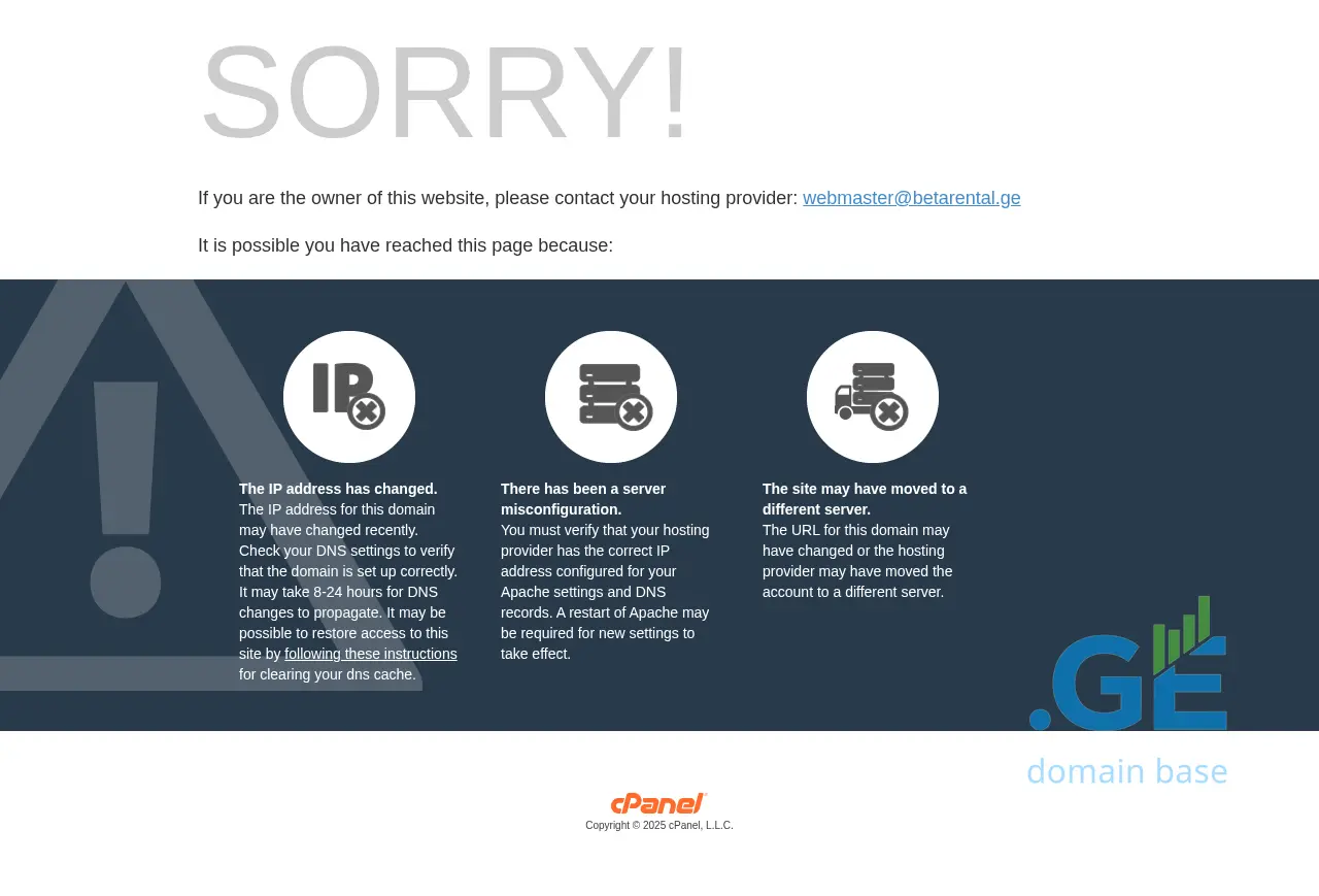 Screenshot of the site betarental.ge