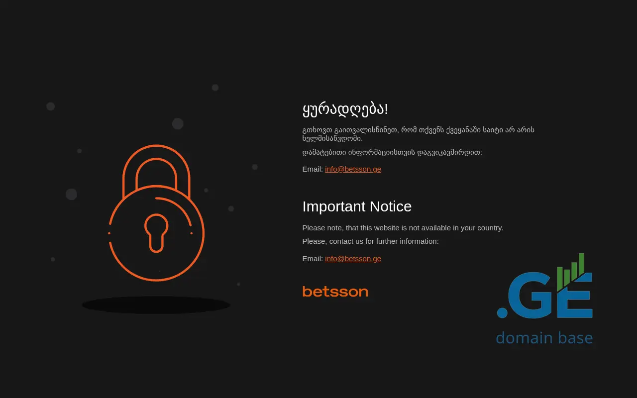 Screenshot of the site betsson.ge