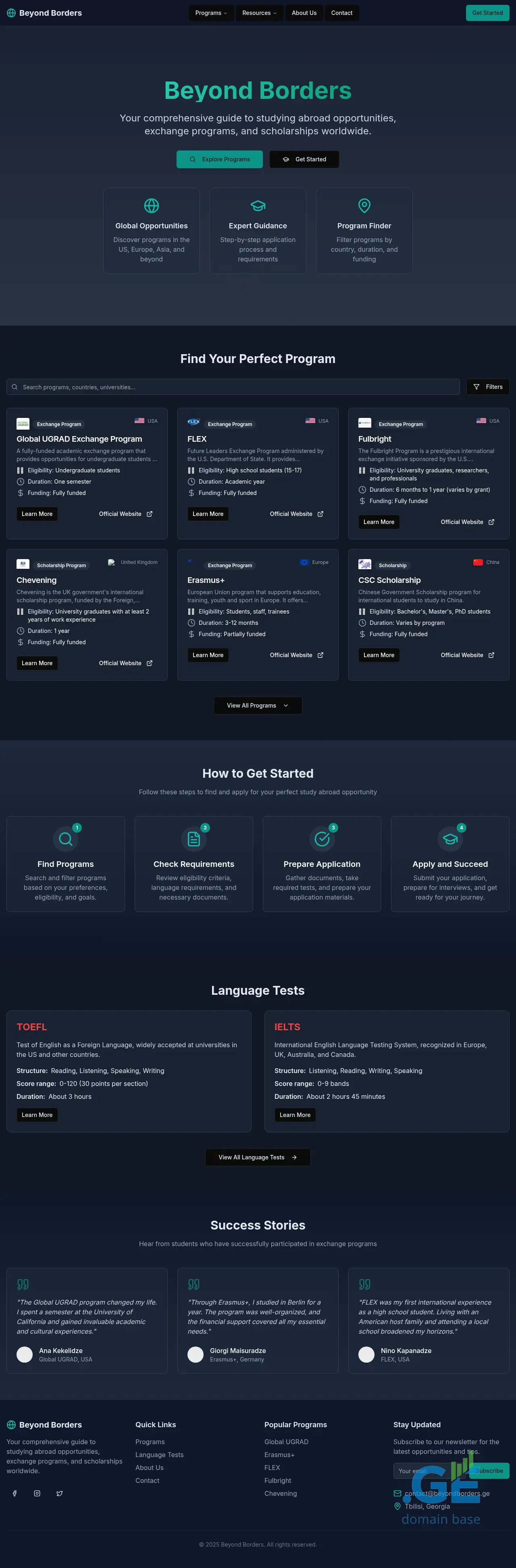 Screenshot of the site beyondborders.ge