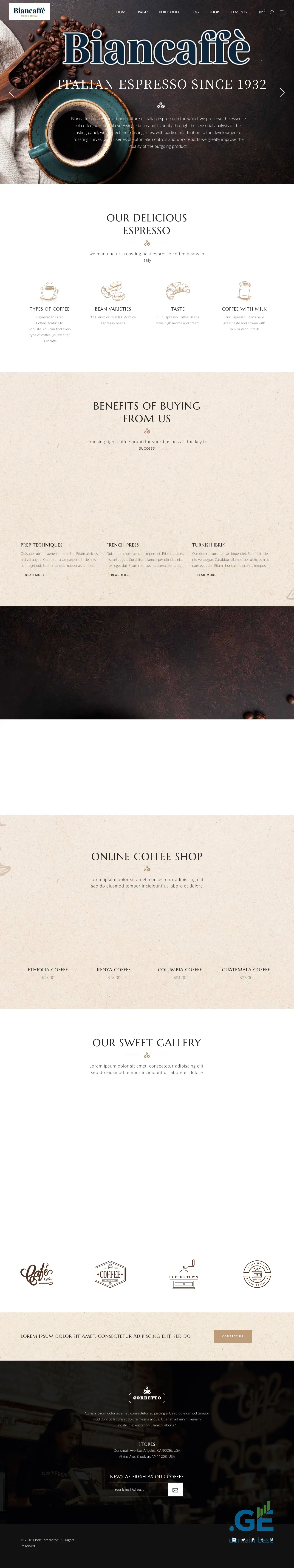 Screenshot of the site biancaffe.ge